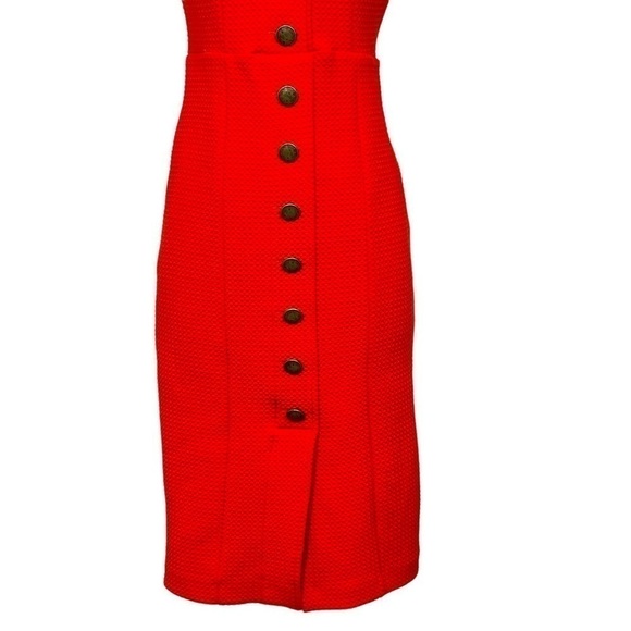 Anthropologie Maeve Sleeveless Coral Dress Gold Buttons Size XS NWT - Picture 3 of 12